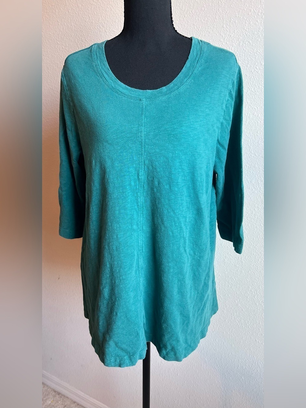 Habitat Green Scoop Neck 3/4 Sleeve Flowy Tunic Top
